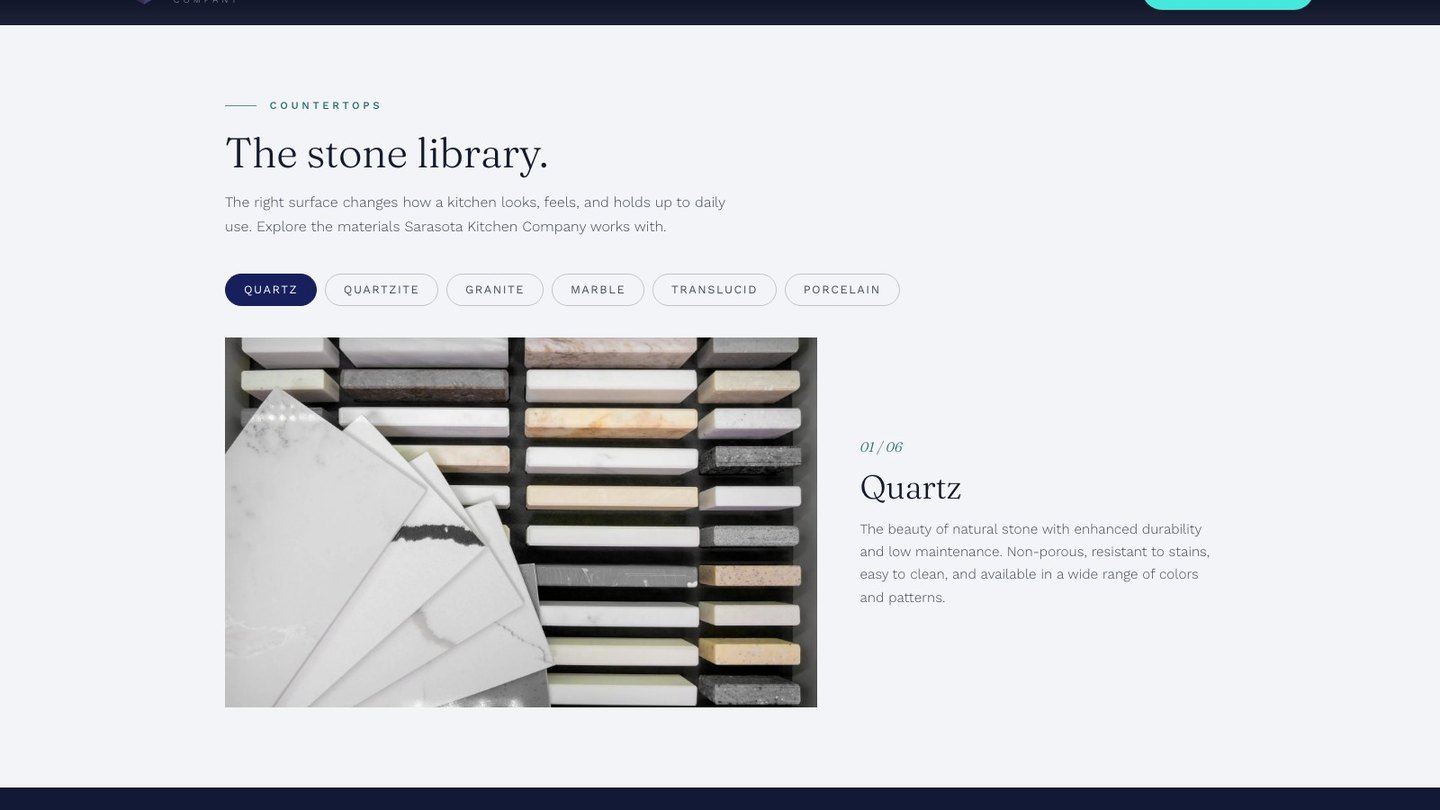 The stone library section of the new homepage