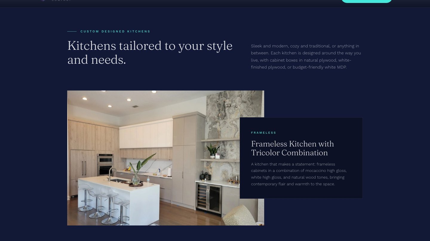 The kitchen styles section of the new homepage