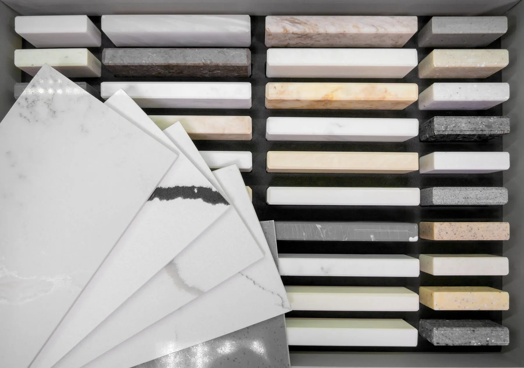 Quartz countertop samples